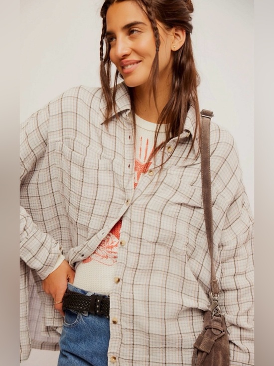 Free People Tops - Free People We The Free Cardiff Plaid Tunic Shirt Top Gauzy Size Medium